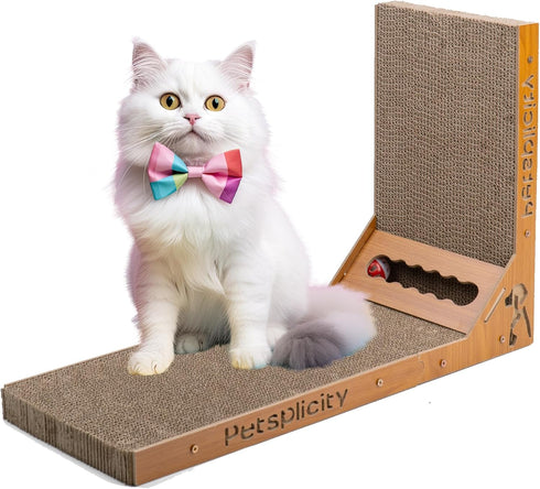 L Shape Cat Scratch Large Pad, Wall Mounted Durable Cardboard Scratcher for Indoor Cats, Catnip Included