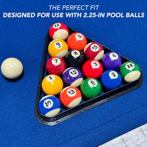 Hathaway Pool Table Triangle Rack, Durable Plastic Billiard Ball Racking Frame for 2.25-in Balls, 12.25-in, Black