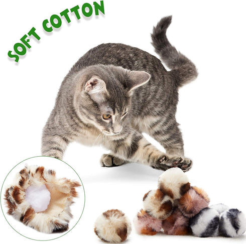 Weewooday 12 Pieces Cat Pom Pom Balls Toys, Large Fuzzy Plush Ball for Cats Pets Interactive Playing