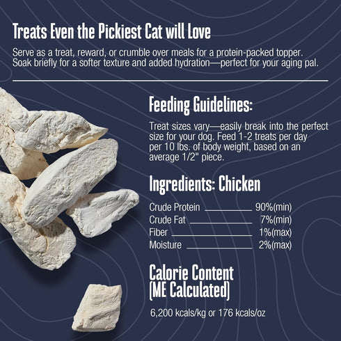 Whole Life Cat Just One Chicken Freeze Dried Treats - 4 oz, Human Grade High Protein Food, USA Made Natural Snacks