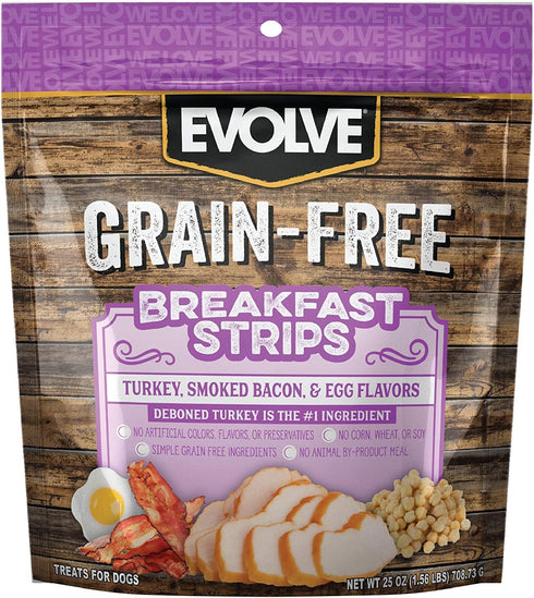 Evolve Grain Free Turkey, Bacon and Egg Flavored Dog Treats, 6oz Pack