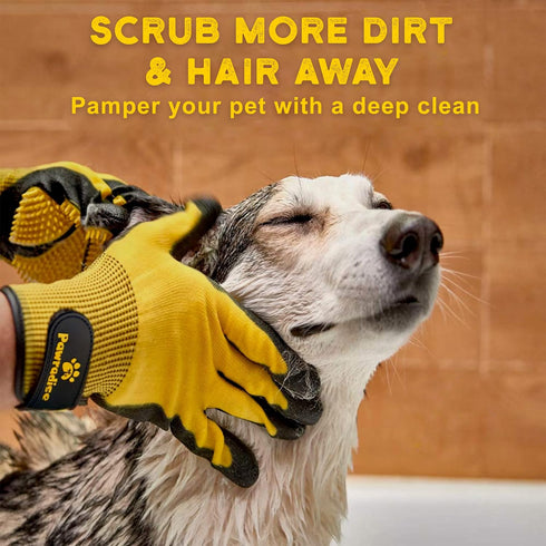 Pet Grooming and Bathing Gloves, Effective Hair Remover for Cats, Dogs & Horses, Deshedding Gloves