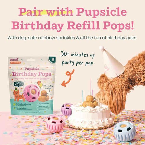 WOOF Party Pupsicle - Long-Lasting Interactive Dog Toys for Boredom - Low-Mess Design - Birthday Gifts for Dogs - Large