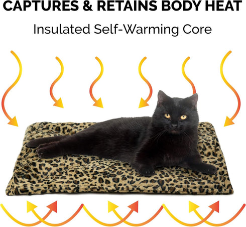 Furhaven ThermaNAP Self-Warming Cat Bed for Indoor Cats & Small Dogs, Washable Quilted Faux Fur Reflective Bed Mat -