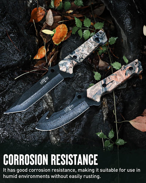 Mossy Oak Fixed Blade Hunting Knife Set - 2 Piece with Full Tang Handle and Sheath