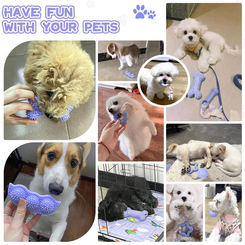 6 Pack Puppy Teething Toys, Cute Purple Small Dog Chew Toys for Puppies 0-6 Months, Soft Rubber Rope Dog Teething Toys, Best Small Puppy Toys, Puppy Essentials Supplies