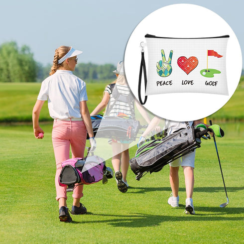 Kacctyen 4 Pieces Golf Gifts - Lady Golf Cosmetic Bags, Inspirational Pouch Zipper Wallet for Women Golf Lover
