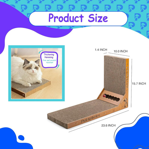 L Shape Cat Scratch Large Pad, Wall Mounted Durable Cardboard Scratcher for Indoor Cats, Catnip Included