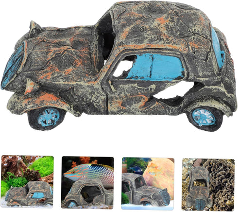 Car Wreck Decoration, Underwater Imitation Car Fish Tank Ornament, Antique Resin Props