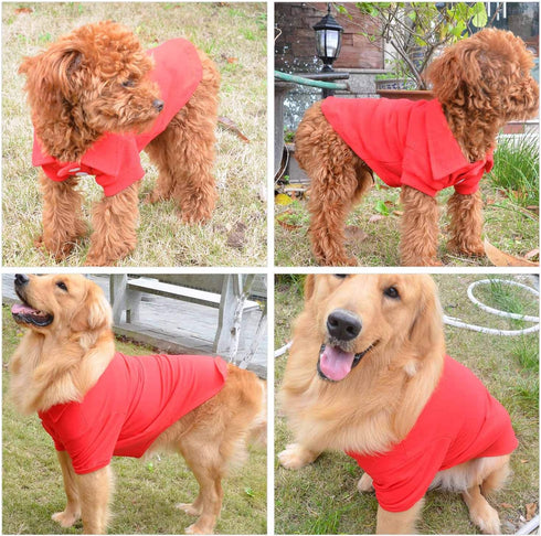 lovelonglong Basic Dog Polo Shirts – Premium Cotton T-Shirts for Large Medium Small Dogs, Red XS, Two-Button Collar