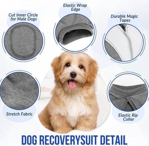 SlowTon Dog Recovery Suit - Surgery Recovery Suit for Female Male Dogs, Dog Onesie After Spay Abdominal Wounds, E-Collar Cone Alternative Prevent Licking Pet Surgical Snugly Suit(Grey,XL)