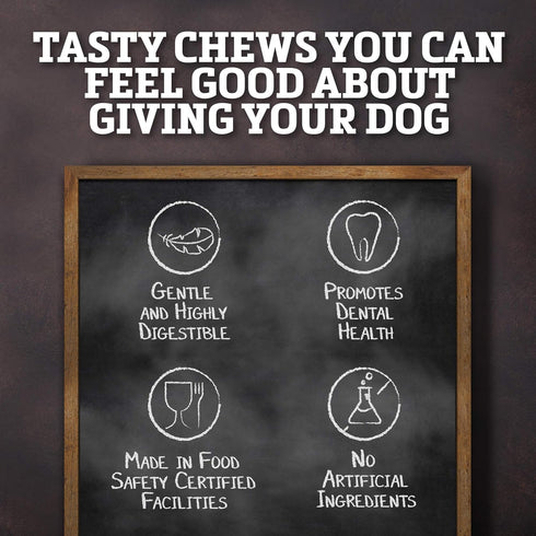 Rawhide Dog Treats, Healthy Grass-Fed Buffalo Jerky Chews, Hickory Smoked Flavor, Jerky Kabob, 18 Count