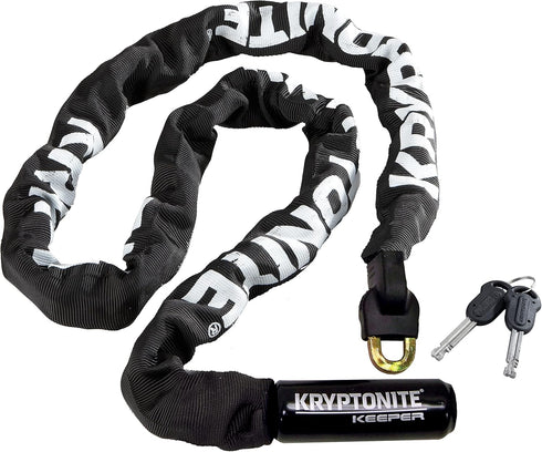 Kryptonite Keeper 712 Heavy Duty Bike Chain Lock, 4 Feet Long with Keys for Bicycle, Motorcycle, Scooter, Black