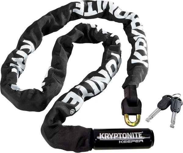Kryptonite Keeper 712 Heavy Duty Bike Chain Lock, 4 Feet Long with Keys for Bicycle, Motorcycle, Scooter, Black