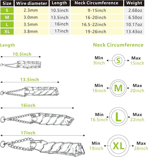 Rainbow Color Dog Collar, Prong Pinch Training Collar for Small Medium Large Dogs (XL), No Pull