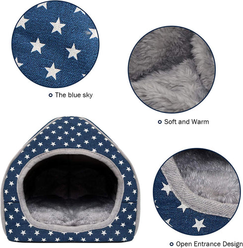 BWOGUE Cozy Guinea Pig House Bed, Large Hideout for Dwarf Rabbits, Hedgehog, Bearded Dragon Winter Nest