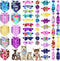50 Pcs Colorful Dog Bandana Collar Set, Includes 10 Dog Bow Tie, 10 Necktie Collar, 10 Pet Scarf, 10 Dog Bow Flowers,