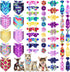 50 Pcs Colorful Dog Bandana Collar Set, Includes 10 Dog Bow Tie, 10 Necktie Collar, 10 Pet Scarf, 10 Dog Bow Flowers,
