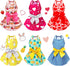 6 Pieces Puppy Dog Dress, Pet Bowknot Princess Floral Vest Skirt for Small Dog Cat Summer Apparel