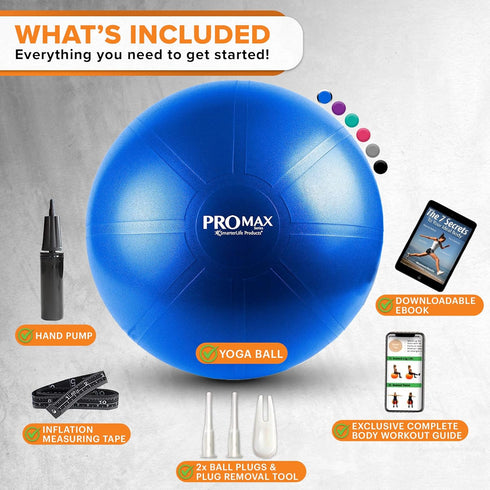 SmarterLife PRO MAX Exercise Ball Yoga, Stability & Balance Trainer for Core Workouts, Fitness, Physical Therapy