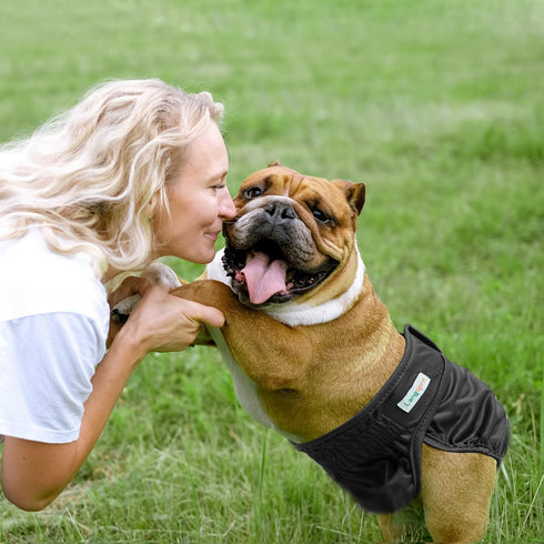 Langsprit Female Dog Diapers No Tail Hole,Reusable Puppy French Bulldog Diapers Female for Period Heat,Washable Doggy