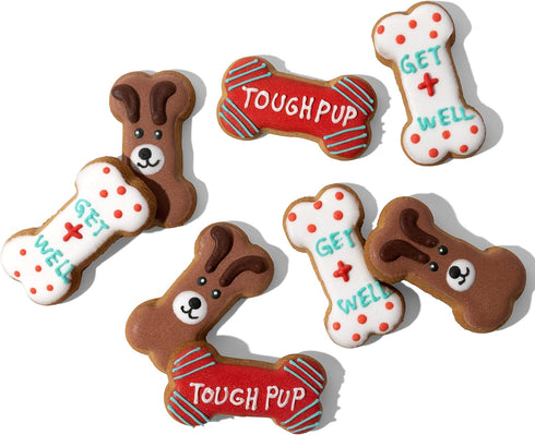 Thoughtfully Pets Get Well Dog Cookies Gift Set, Crunchy Dog Treats, Colorfully Hand Decorated Dog Biscuits, Pack of 8
