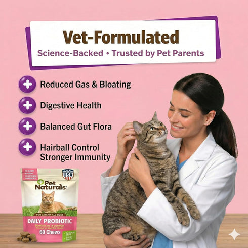 Immune 100 30 Count Pet Naturals Daily Probiotic Soft Chews for Cats, Digestive and Support Supplement, Million CFU Per
