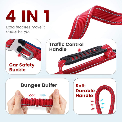 IOKHEIRA 6Ft/4Ft Dog Leash Rope for Large Dogs, Heavy Duty with Padded Handle and Reflective Threads