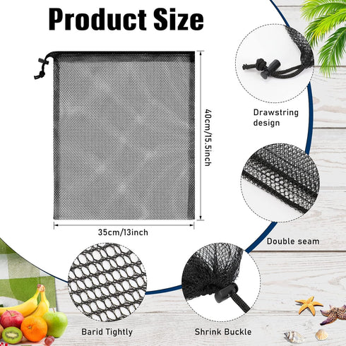 LEIFIDE 6 Pcs Scalloping Diving Bags, 13 x 15.5 Inch Nylon Mesh Drawstring Net Bags for Swimming Gear