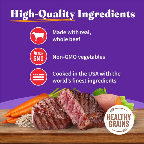 13.2 Oz (Pack 6) Halo Wet Dog Food Whole Beef Stew Recipe, Healthy Grains Real Meat Canned Dog Food, Meal or Topper