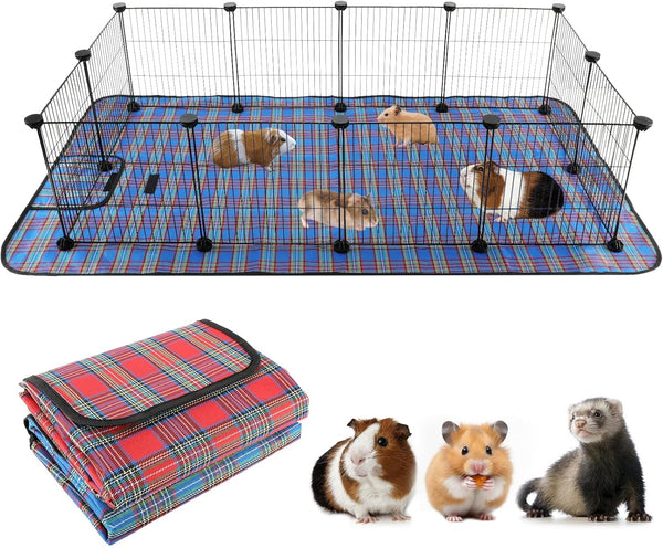 FHTONGE Large Guinea Pig Cage Habitat with 2 Pcs Waterproof Bedding, 8Sq