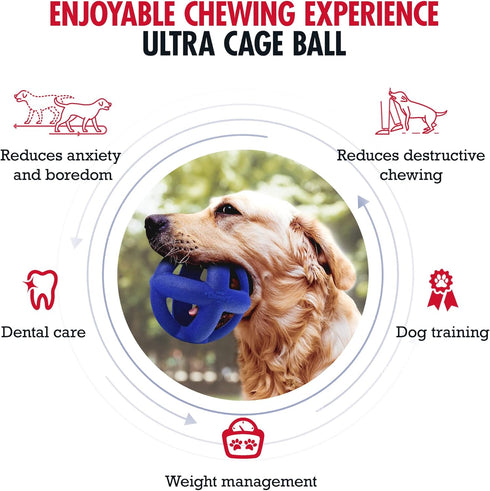 Tuff Pupper SuperChewy Tough Dog Cage Ball Toy Strong Natural Rubber | Great Dog Fetch Toy | Chew Toy for Dogs | Ultra Durable Chew Toy for Aggressive Chewers | for Large Breeds