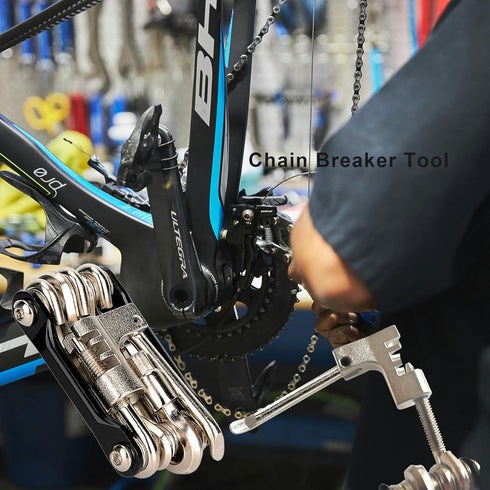 Ultimate Bike Multitool Kit, Lightweight Stainless Steel, Includes Chain Breaker, Tire Repair Kit, Motorcycle