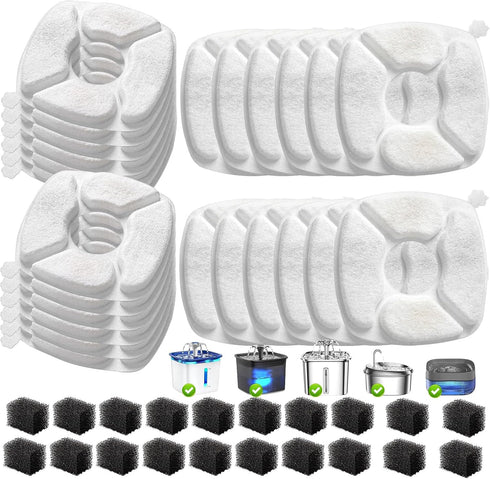 VANVE 40 Pcs Cat Water Fountain Replacement Filters-20 Pack Cat Fountain Filters with