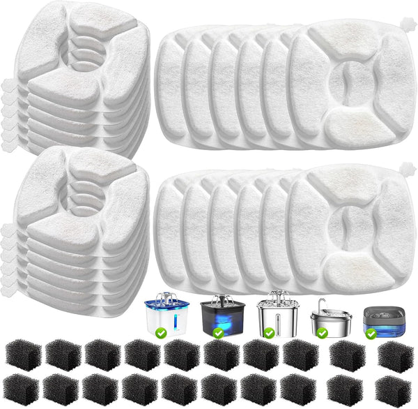 VANVE 40 Pcs Cat Water Fountain Replacement Filters-20 Pack Cat Fountain Filters with