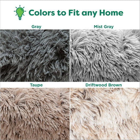 Furhaven 30" Round Calming Donut Dog Bed for Medium/Small Dogs, Refillable with Removable Washable Cover, Mist Gray,
