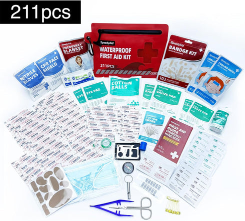 SPEEDYAID 211 IPX7 Swimming, PCS Waterproof First Aid Kit, Rated Dry Bag with Airtight Zipper, Portable Emergency