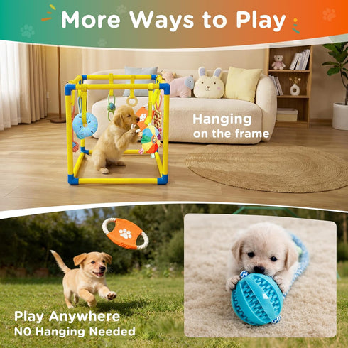 0-6 TOOGE Upgraded Puppy Play Gym: Small Dog Puppy Jungle Gym Playground Adjustable Hanging Dogs Enrichment Chew Toys