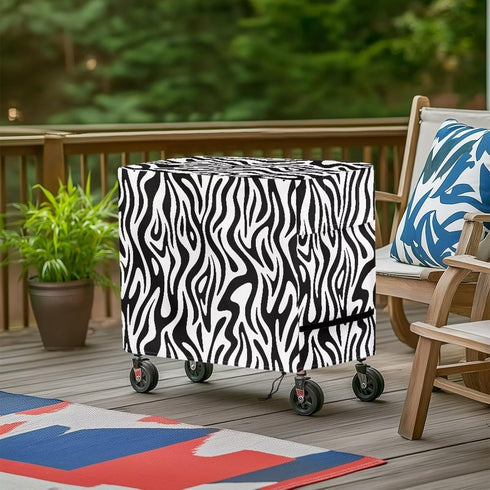 Puxucrazy Ice Chest Cover Zebra Print Cooler Cart Cover Dust-Resistant Patio Cooler Covers for Rolling Cart Coolers