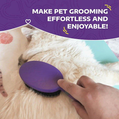 Hertzko Bristle Brush for Dogs and Cats - Long or Short Hair, Single Sided Dense Bristles Remove Loose Hair, Tangles,