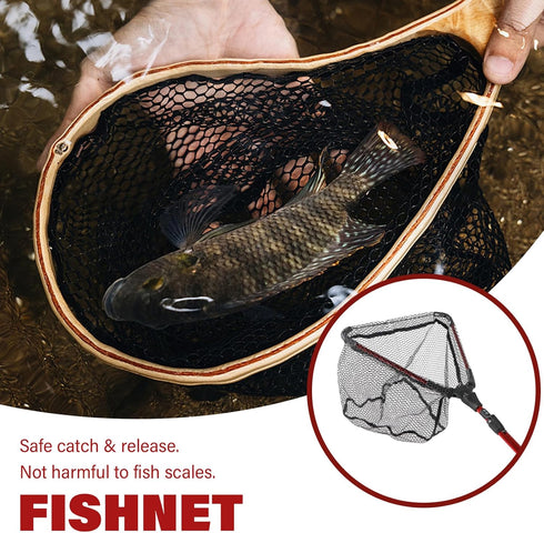 Hbbgdiy Foldable Telescopic Fishing Landing Net with Extendable Handle, Easy to Catch & Portable Fish Trap for Salmon