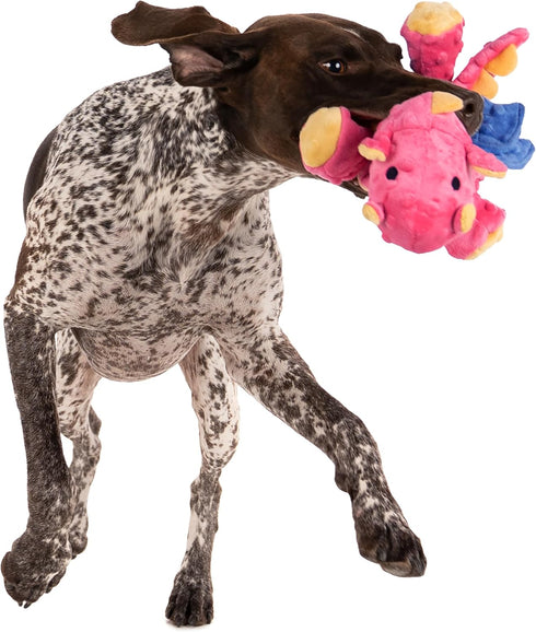 goDog Coral Large Bubble Plush Dragon Chew Toy with Squeaker