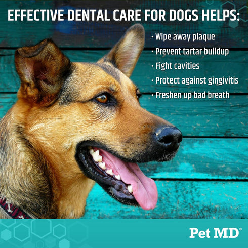Pet MD Dog Breath Freshener Dental Wipes for Dogs, Tartar and Plaque Remover, 100 Count