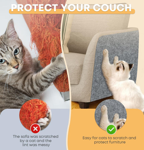 Trimmable Cat Scratching Mat, 78.7"x15.8" Self-Adhesive Cat Scratching Post Pad, Cat Tree Shelves Cover Replacement, DIY Versatile Protector for Steps, Couch and Furniture
