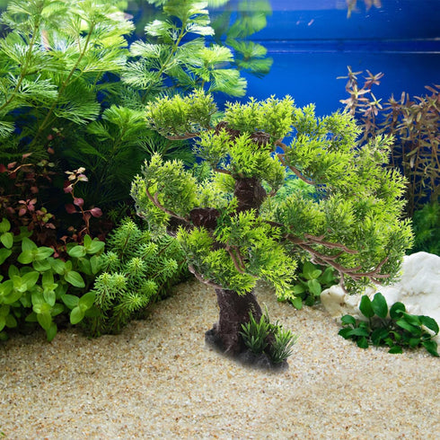 11.41 10.23 2.75 Inches, BESPORTBLE Bonsai Tree for Aquarium, Resin Fish Tank Landscape Decoration, Simulated Green