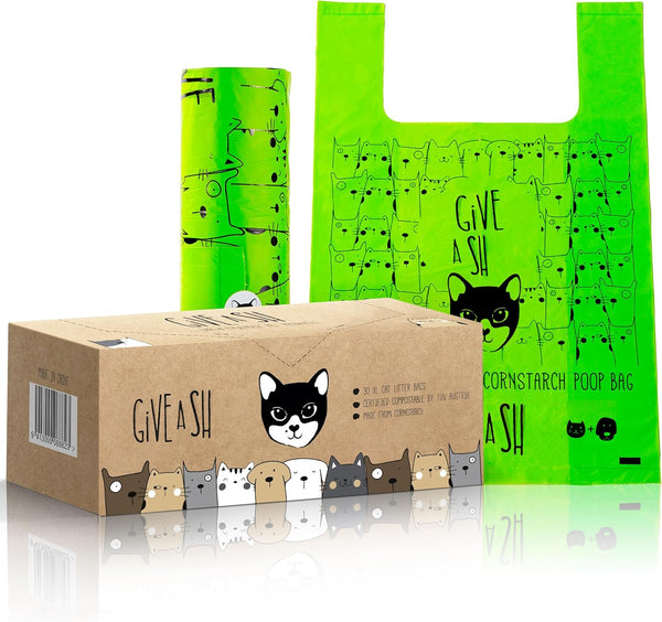 Certified Home Compostable Cat Litter Bags For Poop - 10% to Charity
