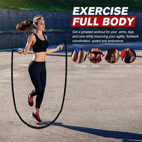 Weighted Jump Rope for Men & Women - 2.8lb, 3.8lb, 5lb Heavy Skipping Rope for Home Workout & Exercise
