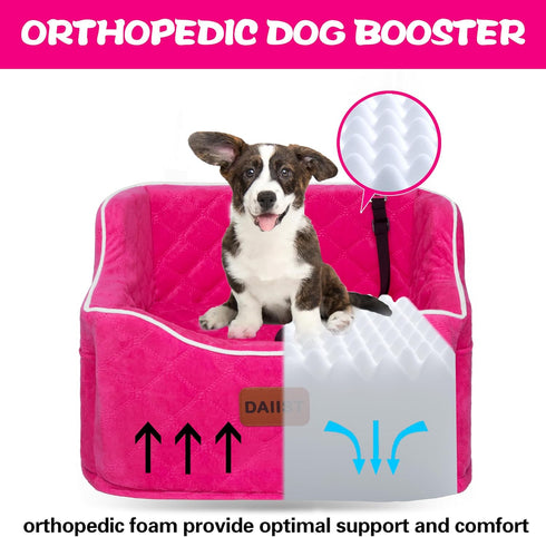 DAIIST 35lbs, Dog Car Seat for Small Dogs, Memory Foam Dog Booster Seat for Medium Dogs Under Detachable and Washable