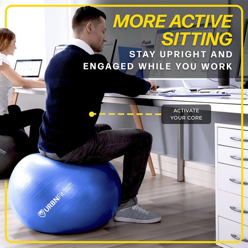 URBNFit Exercise Ball - Yoga Ball for Workout Pregnancy Stability - AntiBurst Swiss Balance Ball w/ Pump - Fitness Ball