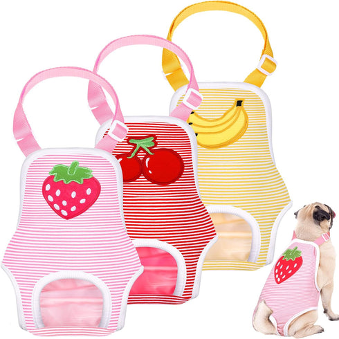 Nuanchu 3 Pcs Female Dog Diaper Sanitary Panties with Adjustable Suspender, Washable